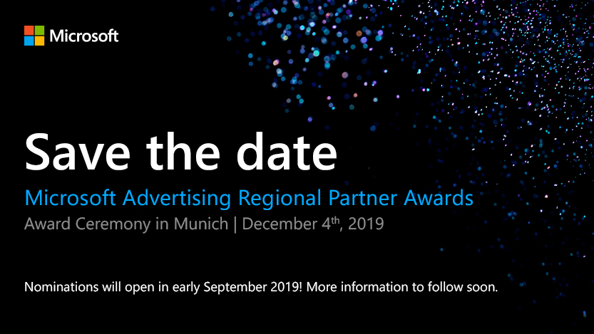 Save the date for the Microsoft Advertising Regional Partner Awards 2019