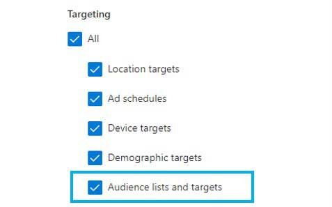 Product view of the Audience lists and targets checkbox in Google Import.