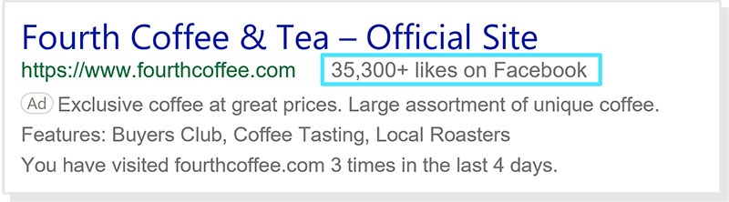 A screenshot showing an example of adding your brand’s Facebook presence to your ads.