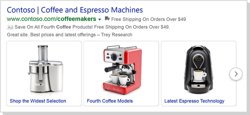 Example of a search results page showing Image Extensions.
