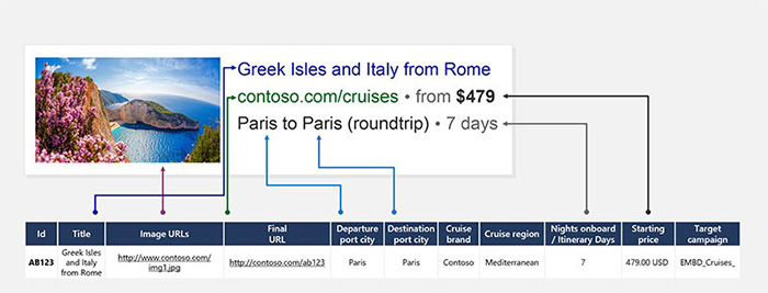 Example of the inputs included in Cruise Ads.