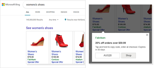 View of the special offer tags in the search results page.