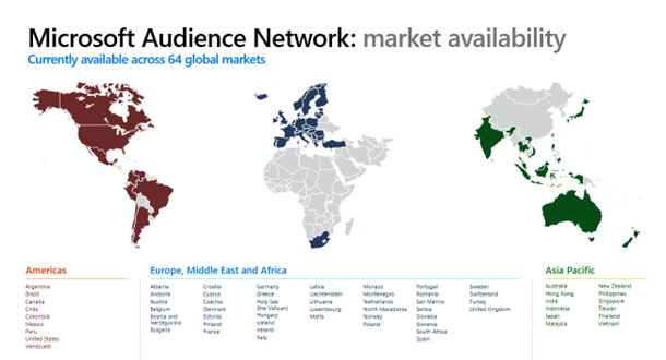 Microsoft Audience worldwide map.