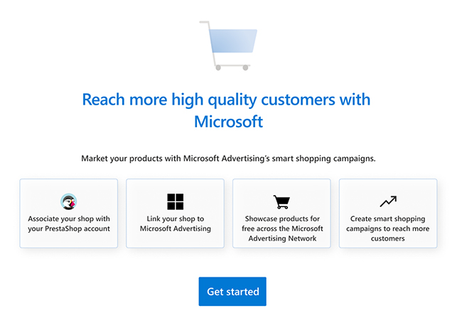 Snapshot of what the Microsoft Ads & Listings module looks like in Prestashop