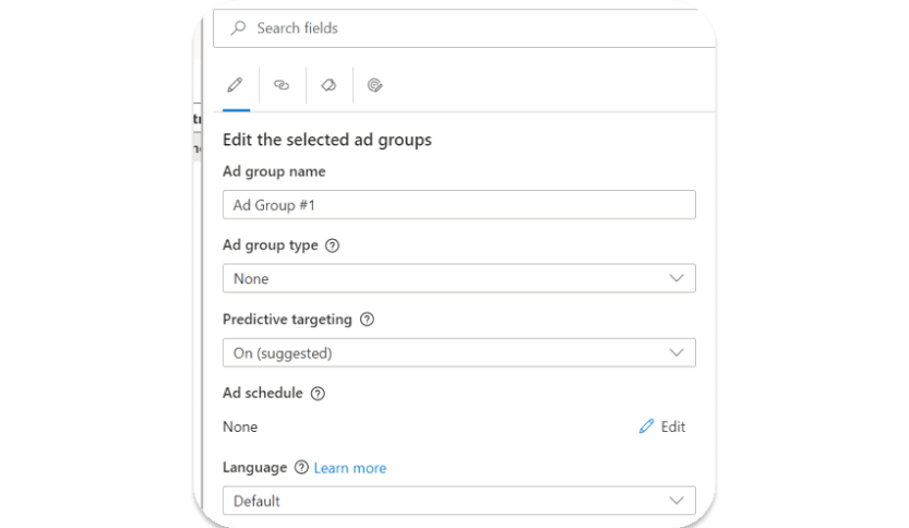Predictive targeting toggle feature within Microsoft Advertising ad settings.