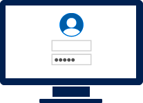 Illustration of monitor screen showing Google Ads login page.