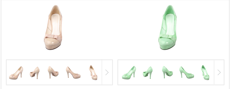 Product image vs thumb nail image of womens shoes