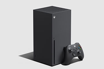 Xbox Series X gaming console and controller.