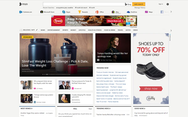 example of native ads on MSN homepage