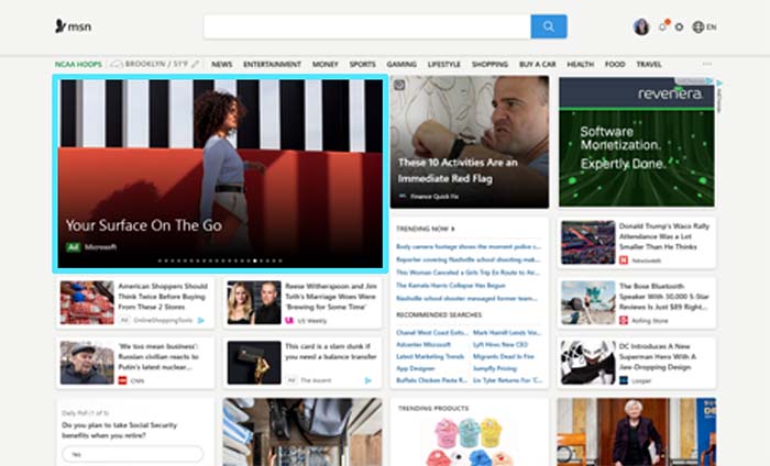MSN Homepage ads.