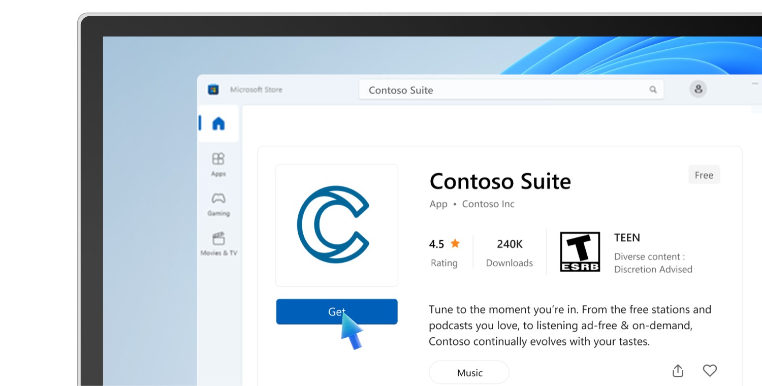 Example screenshot of the Contoso Suite app.