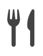 is represented by a utensils icon.