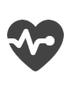 is represented by a heart with an ECG line icon.