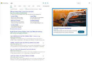 Right rail ad placement in search results page example.