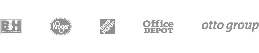 B&H logo, Kroger logo, Home Depot logo, Office Depot logo, Otto group logo.