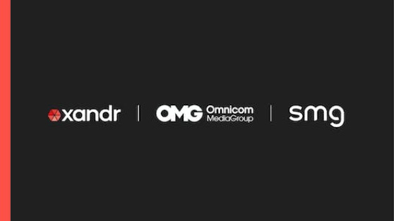 The Xandr, Omnicom Media Group, and smg Advertising logos over a black background.