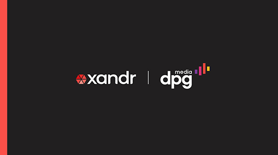 The Xandr and DPG Media logos over a black background.
