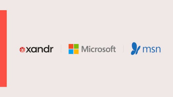 The Xandr, Microsoft, and MSN logos over a light coral background.